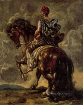 soldado de caballería con sombrero rojo y capa azul Giorgio de Chirico Surrealismo metafísico Pinturas al óleo